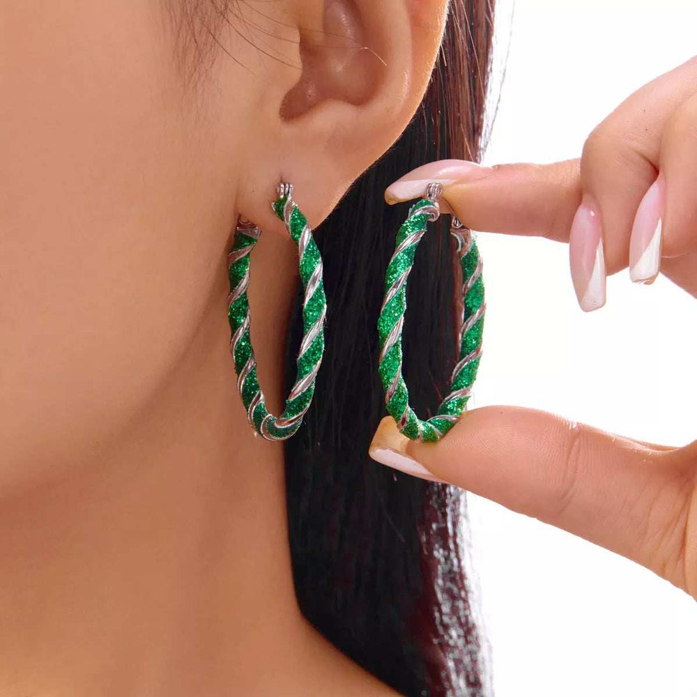 Christmas Twisted Hoop Earrings - Trendsi - Flyclothing LLC
