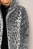 Full Size Leopard Furry Collared Neck Long Sleeve Coat - Trendsi - Flyclothing LLC