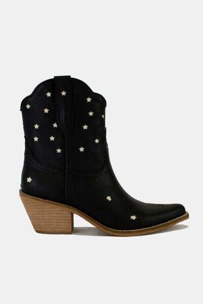Beast Fashion Faux Leather Star-Shaped Cutouts Point Toe Boots - Trendsi - Flyclothing LLC