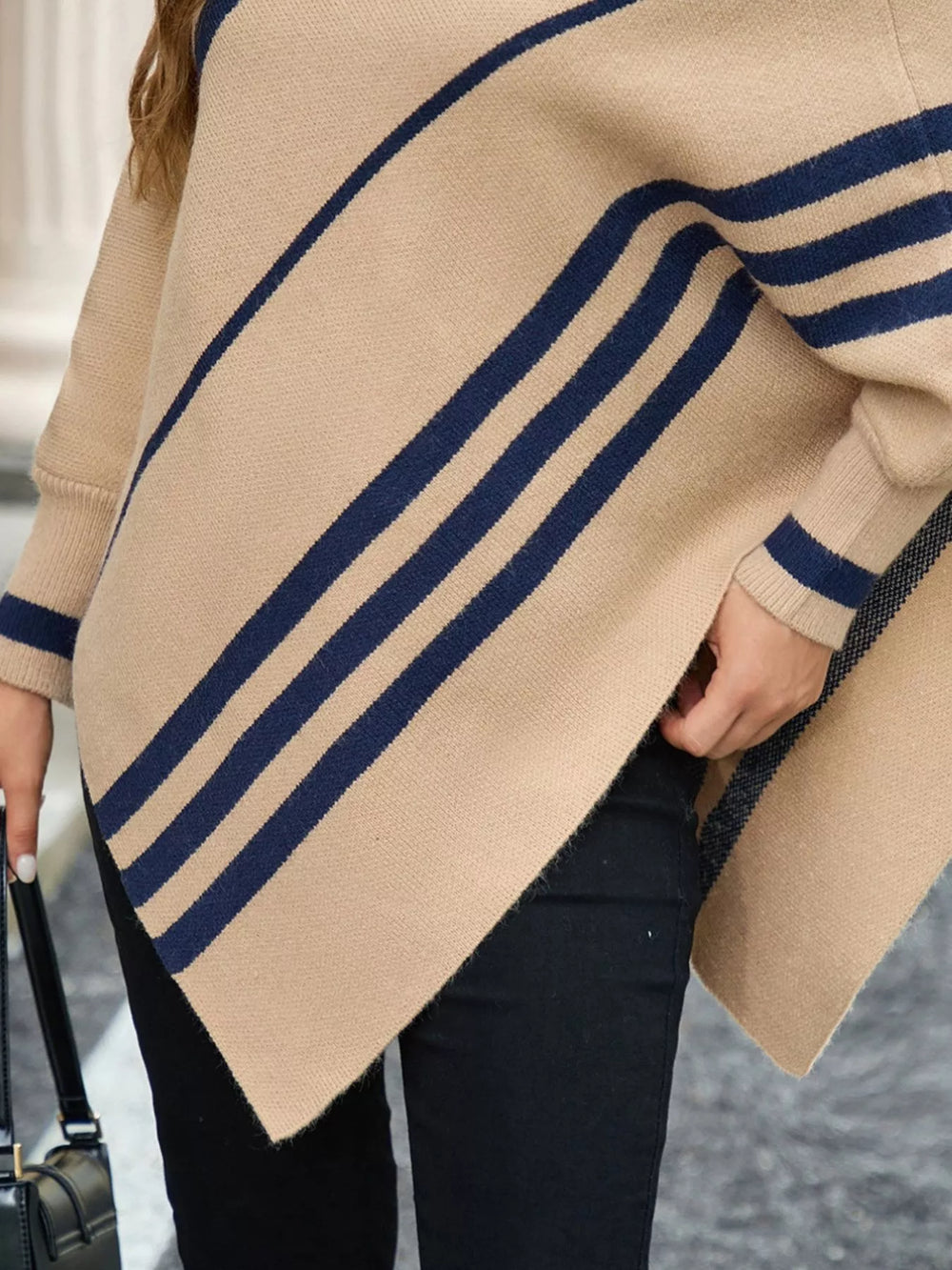 Striped Pattern Batwing Sleeve Sweater - Trendsi - Flyclothing LLC