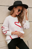 Angel Wings Heart Dropped Shoulder Long Sleeve Sweater - Trendsi - Flyclothing LLC