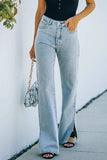Side Slit Jeans with Pockets - Trendsi - Flyclothing LLC