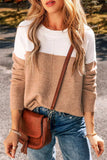 Color Block Round Neck Long Sleeve Sweater - Trendsi - Flyclothing LLC