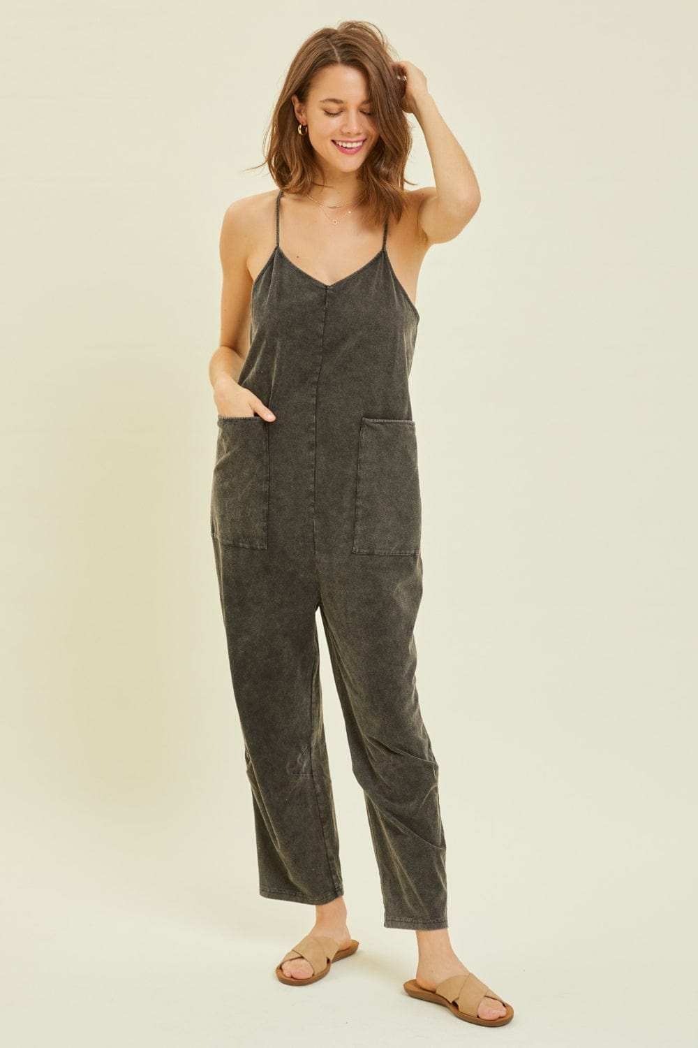 HEYSON Full Size Mineral-Washed Oversized Jumpsuit with Pockets - Trendsi - Flyclothing LLC
