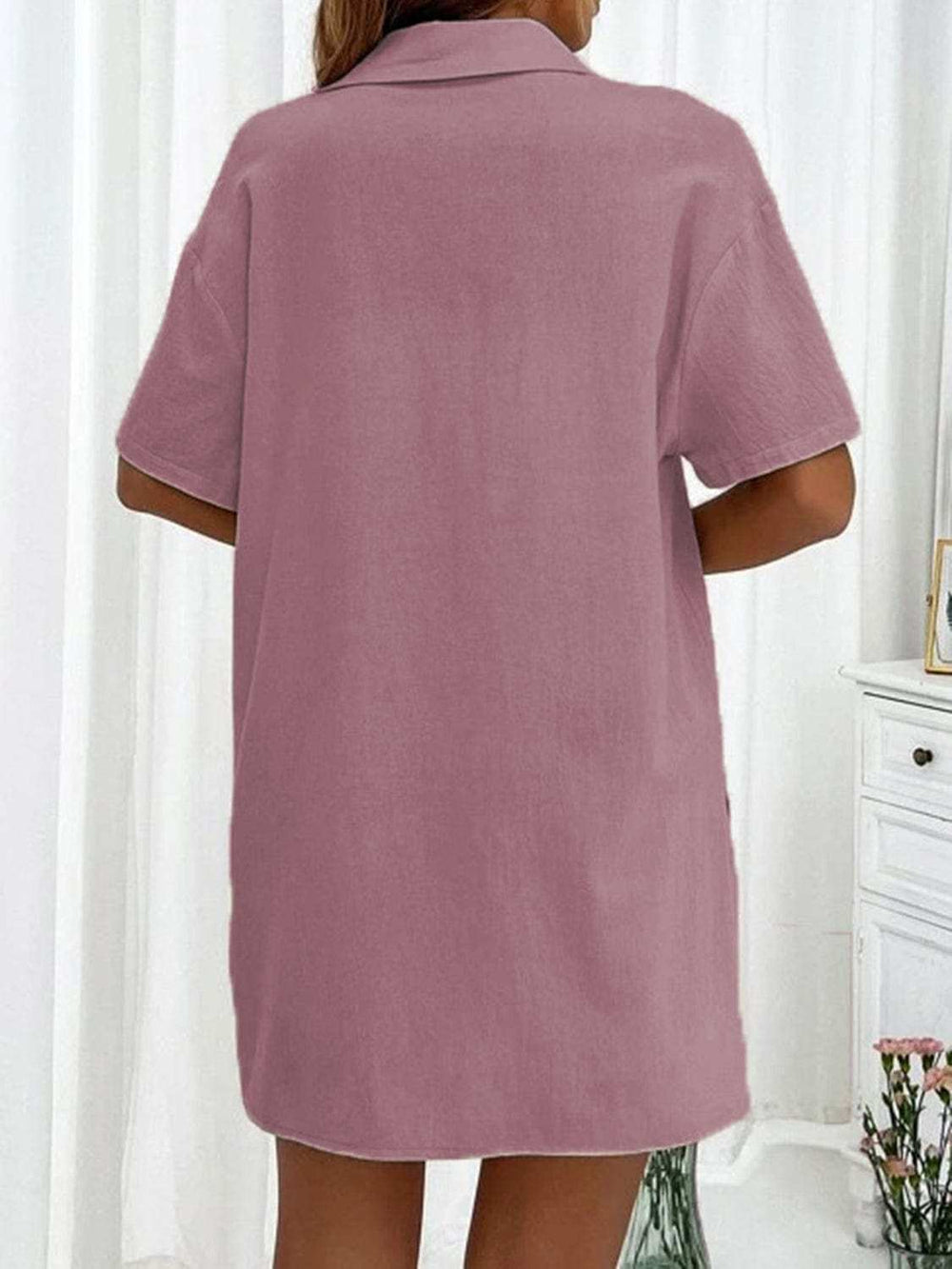 Button Up Shirt and Drawstring Shorts Set - Trendsi - Flyclothing LLC