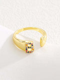 18K Gold-Plated Zircon Letter Ring - Trendsi - Flyclothing LLC