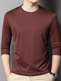 Men's Plus Size Round Neck Long Sleeve T-Shirt - Trendsi - Flyclothing LLC
