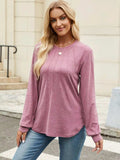 Round Neck Long Sleeve T-Shirt - Trendsi - Flyclothing LLC