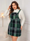 Plus Size Plaid Wide Strap Overall Dress - Trendsi - Flyclothing LLC