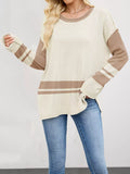 Color Block Side Slit Sweater - Trendsi - Flyclothing LLC