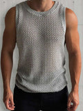 Men's Round Neck Hollow Out Sleeveless Knit Top - Trendsi - Flyclothing LLC