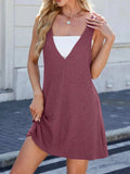 V-Neck Wide Strap Overalls Dress - Trendsi - Flyclothing LLC