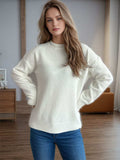 Round Neck Drop Shoulder Long Sleeve Sweater - Trendsi - Flyclothing LLC
