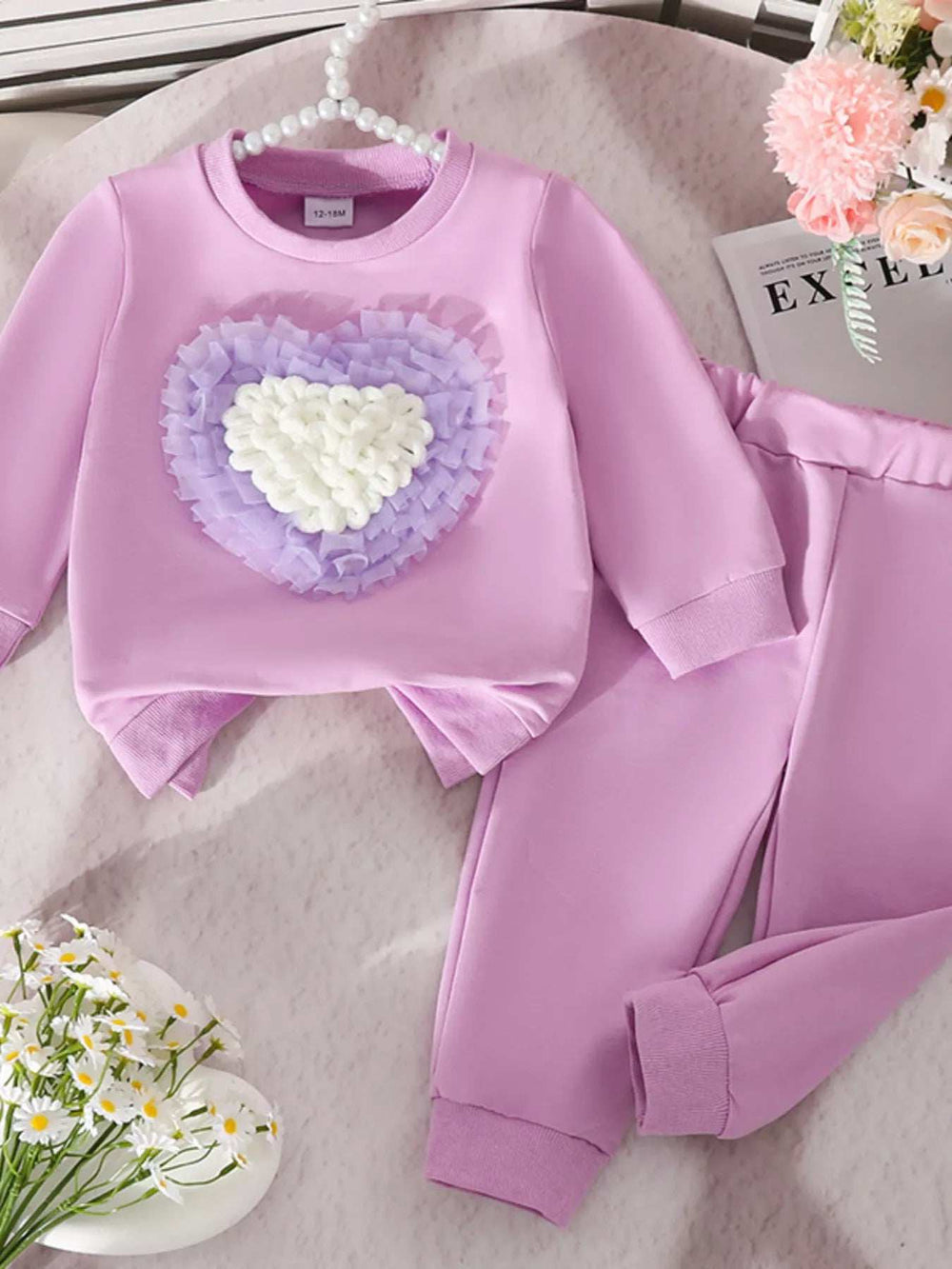 Children's Heart Round Neck Top and Pants Set - Trendsi - Flyclothing LLC