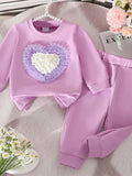 Children's Heart Round Neck Top and Pants Set - Trendsi - Flyclothing LLC