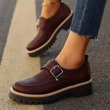 Buckle Accent Chunky Platform Loafers - Trendsi - Flyclothing LLC