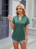 Florira Notched Short Sleeve T-Shirt - Trendsi - Flyclothing LLC