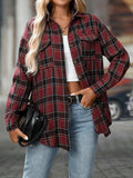 Plaid Button-Down Oversized Shirt - Trendsi - Flyclothing LLC
