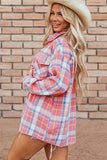 Plaid Button Up Long Sleeve Shacket - Trendsi - Flyclothing LLC