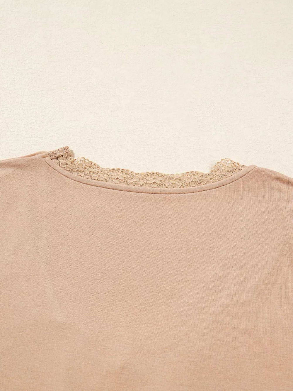 Lace-Trimmed Ruched Detail Long Sleeve T-Shirt - Trendsi - Flyclothing LLC