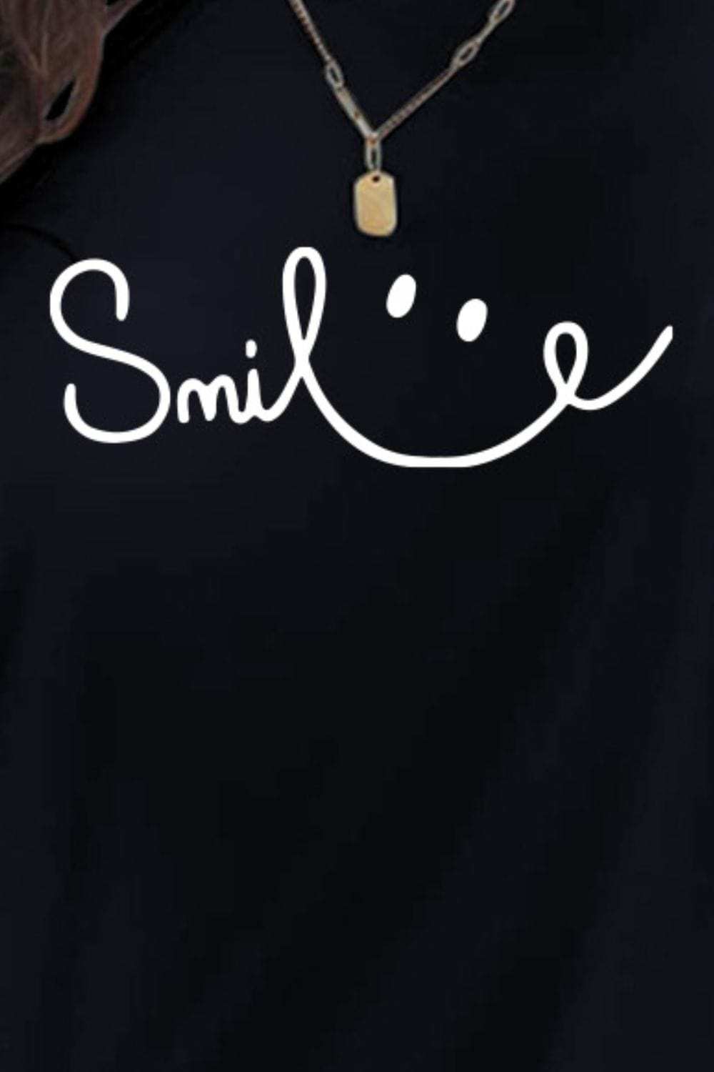 SMILE Round Neck Short Sleeve T-Shirt - Trendsi - Flyclothing LLC
