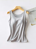 Round Neck Tank with Bra - Trendsi - Flyclothing LLC