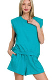 Zenana French Terry Sleeveless Top & Shorts Set - Trendsi - Flyclothing LLC