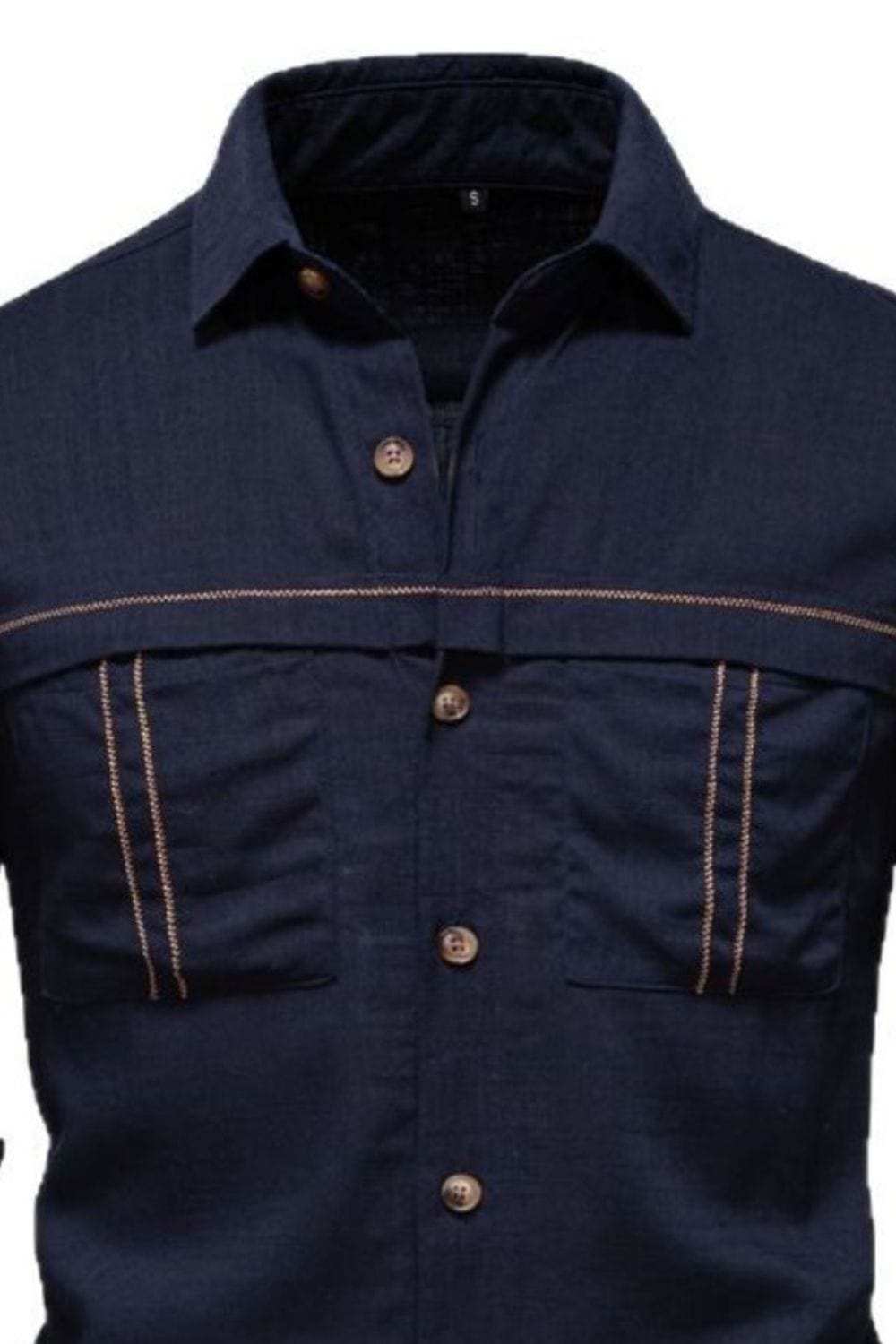 Men's Button Down Collared Neck Shirt - Trendsi - Flyclothing LLC