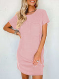 Round Neck Short Sleeve Mini Dress - Trendsi - Flyclothing LLC