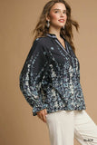 Umgee Full Size Floral Vine Print Blouse with Balloon Sleeves Plus Size - Trendsi - Flyclothing LLC