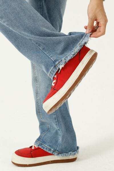 Raw Hem Jeans with Pockets - Trendsi - Flyclothing LLC