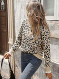 Frill Leopard Long Sleeve Sweater - Trendsi - Flyclothing LLC