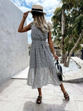 Ruffled Surplice Printed Cap Sleeve Dress - Trendsi - Flyclothing LLC