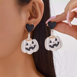 Halloween Pumpkin Heart Drop Earrings - Trendsi - Flyclothing LLC