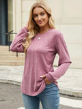 Round Neck Long Sleeve T-Shirt - Trendsi - Flyclothing LLC