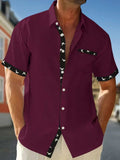 Men's Full Size Contrast Trim Waffle Knit Short Sleeve Shirt Plus Size - Trendsi - Flyclothing LLC