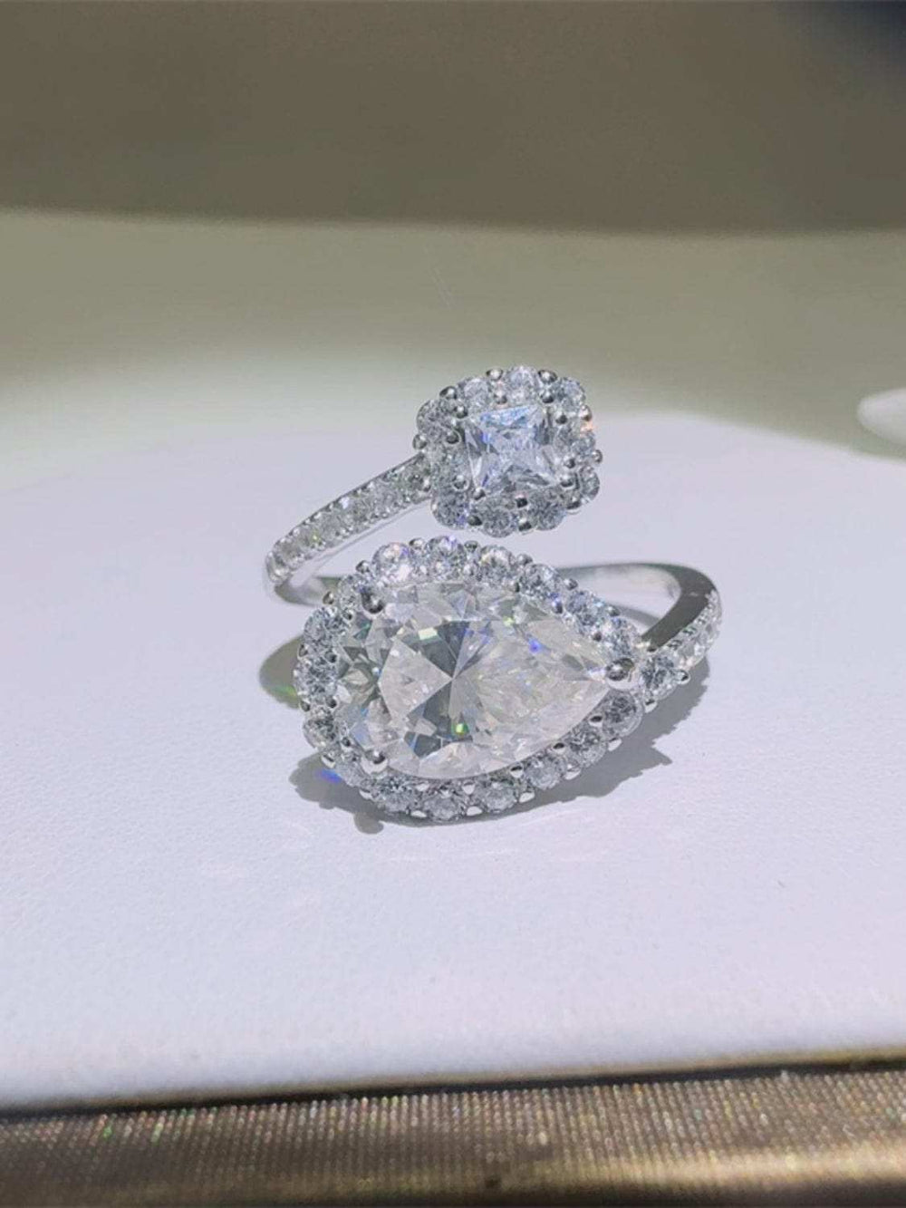 2 Carat Moissanite 925 Sterling Silver Bypass Ring - Trendsi - Flyclothing LLC