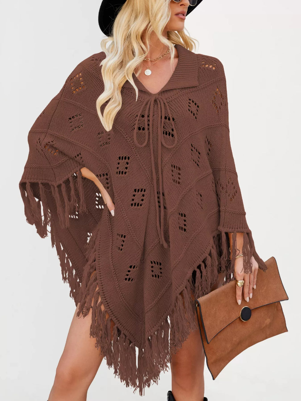 Fringe Openwork Knit Cover Up - Trendsi - Flyclothing LLC