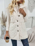 Fuzzy Button Up Vest Coat - Trendsi - Flyclothing LLC