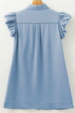 Smocked Collared Neck Cap Sleeve Denim Dress - Trendsi - Flyclothing LLC