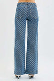 RISEN High Rise Wide Leg Bow Embroidered Jeans - Trendsi - Flyclothing LLC