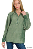 Zenana Ribbed Two Tone Half Zip Sweater - Trendsi - Flyclothing LLC