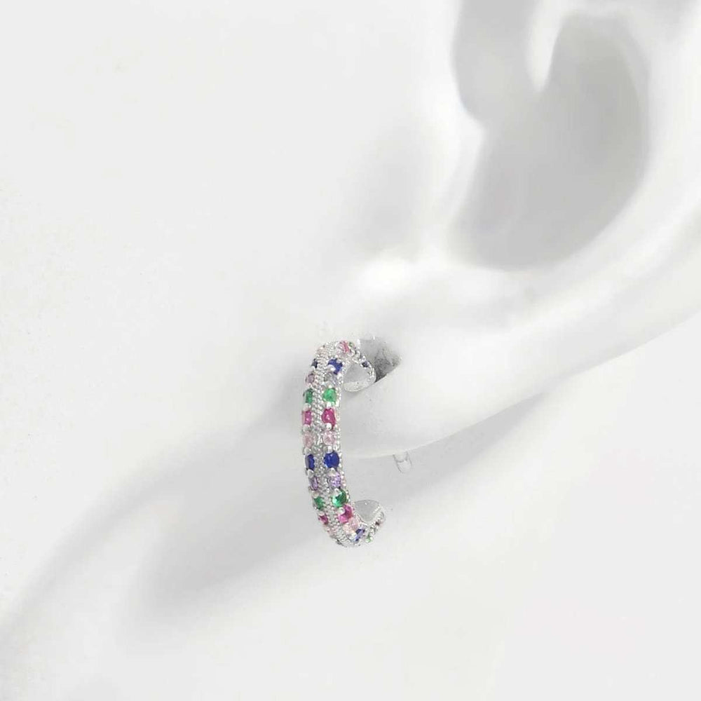 925 Sterling Silver Contrast Zircon Earrings - Trendsi - Flyclothing LLC