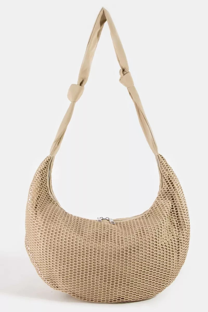 Fame Textured Mesh Knot Shoulder Bag - Trendsi - Flyclothing LLC