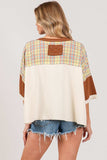 SAGE + FIG Round Neck Plaid Star Patch T-Shirt - Trendsi - Flyclothing LLC
