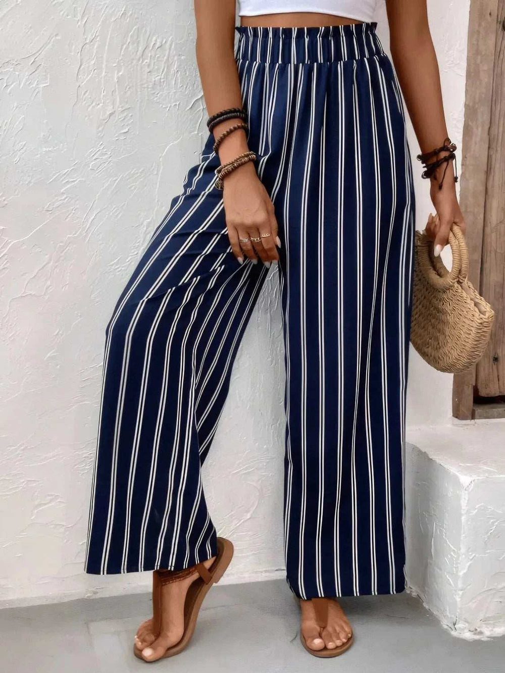 Striped Wide Leg Pants - Trendsi - Flyclothing LLC