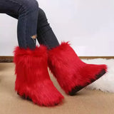 Faux Fur Winter Boots - Trendsi - Flyclothing LLC