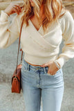 Ribbed Surplice Long Sleeve Sweater - Trendsi - Flyclothing LLC