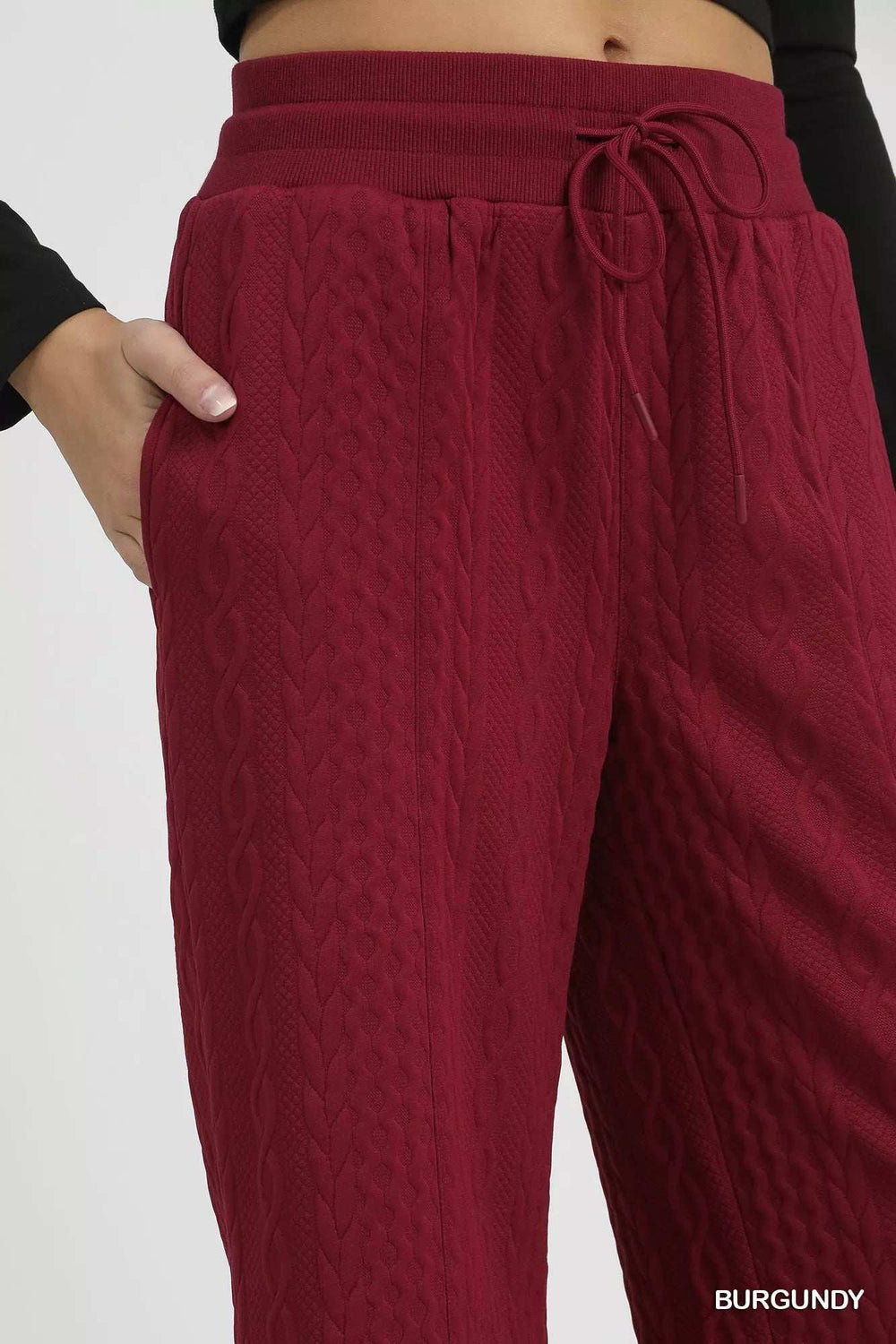 Umgee Cable Knit Textured Wide Leg Pants - Trendsi - Flyclothing LLC