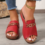 Open Toe Sandals with Metal Chain Decor - Trendsi - Flyclothing LLC